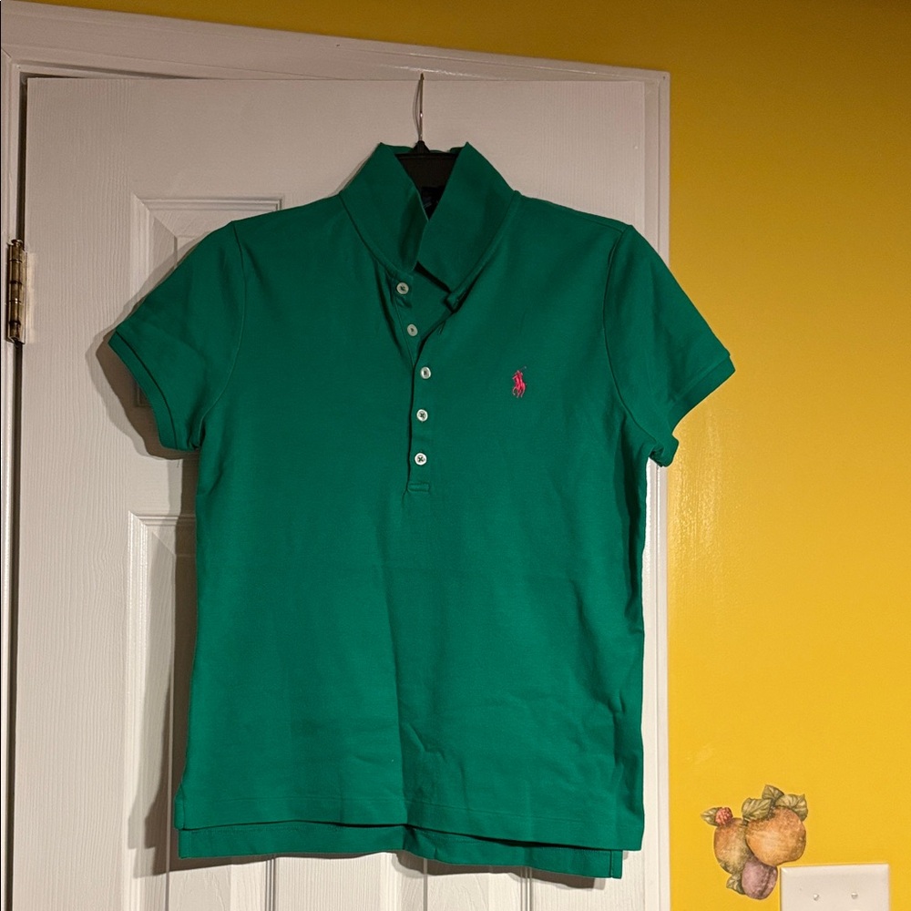 Polo by Ralph Lauren Green Polo with Pink Logo